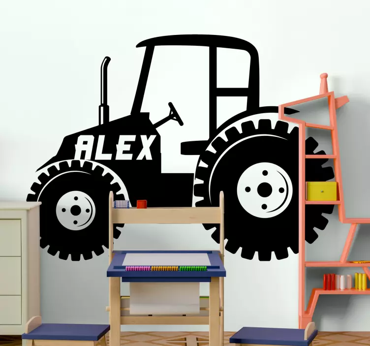 Tractor Personalized Design height chart wall sticker - TenStickers