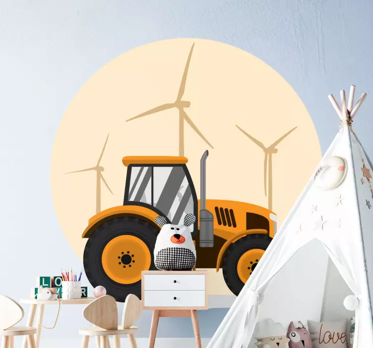 Tractor With Windmills farm animal sticker - TenStickers