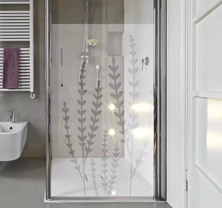 Translucent floral bathroom shower screen sticker - TenStickers