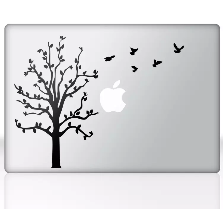 Tree and flying birds macbook laptop sticker - TenStickers