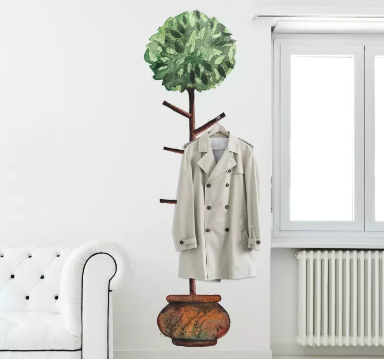 Tree Pot Holder coat hanger sticker - TenStickers
