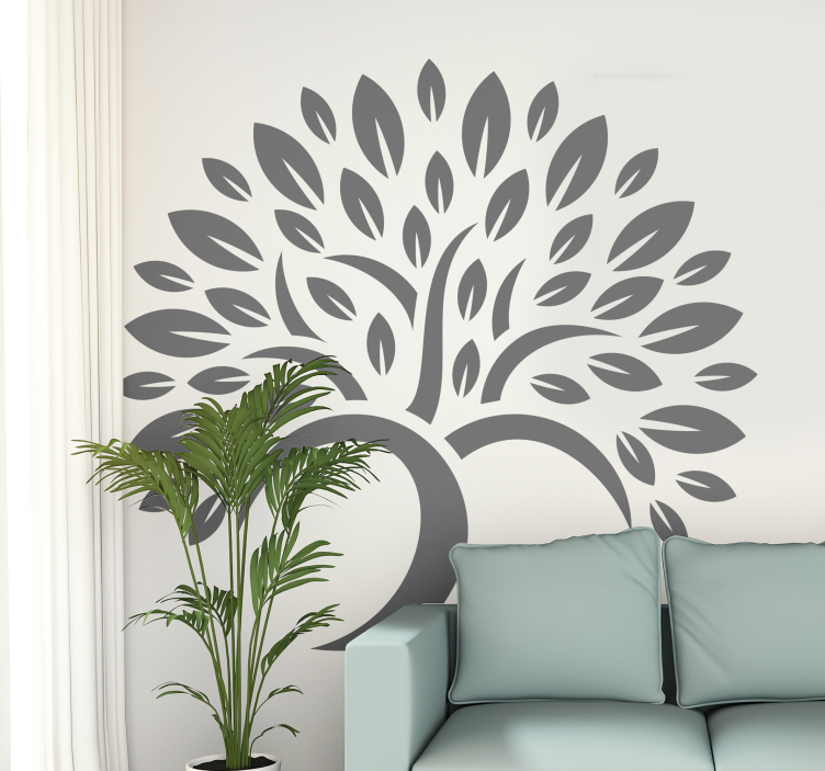 Tree simple small leaves  tree wall sticker - TenStickers