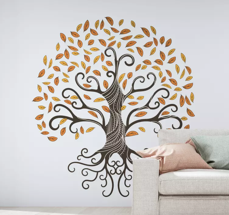 Tree wall sticker stylized seasonal tree - TenStickers