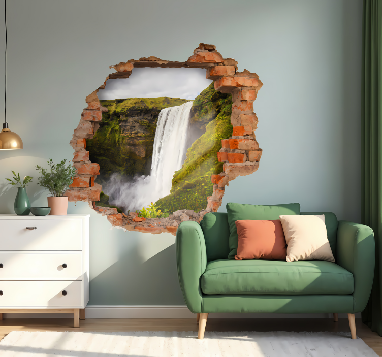 trompe l'oeil waterfall wall sticker - TenStickers