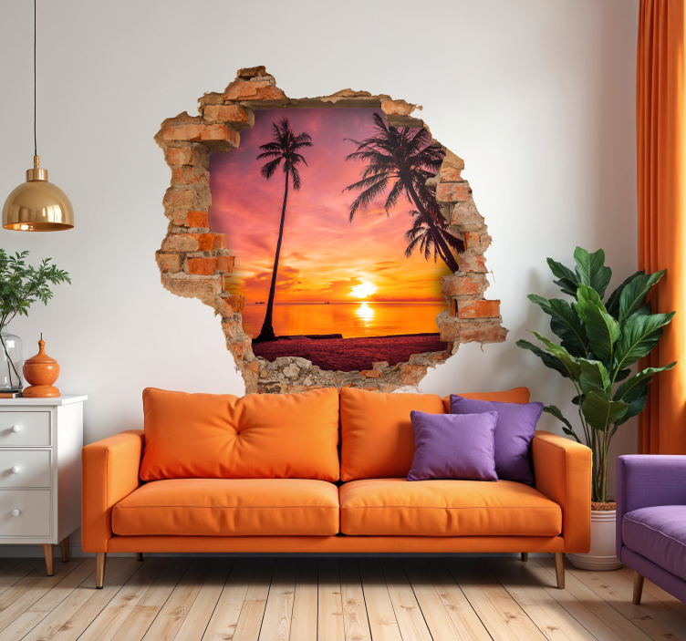 Tropical Sunset Scene location sticker - TenStickers