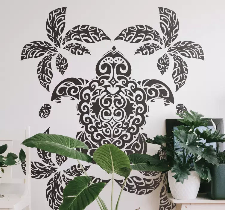Tropical Turtle Motif wall sticker - TenStickers