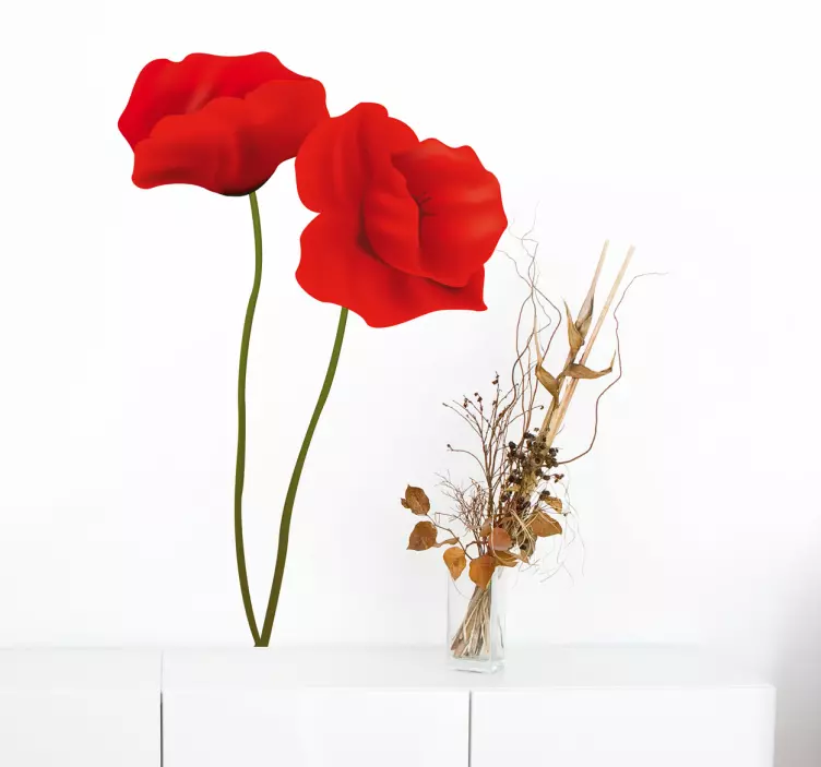 Two Poppies Flower Wall Sticker - TenStickers
