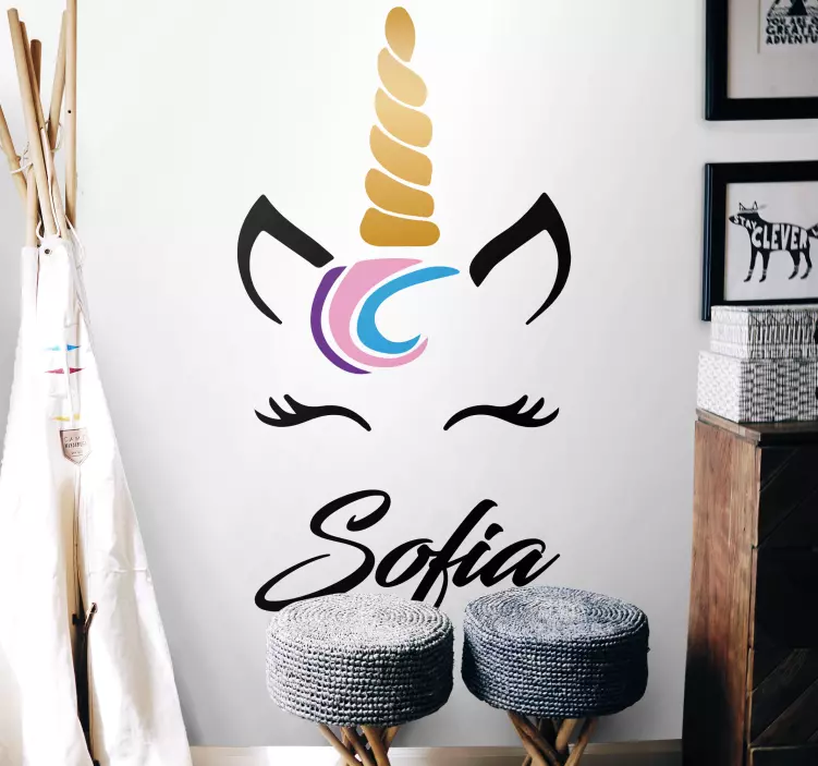 Unicorn Face Customization kid's sticker - TenStickers