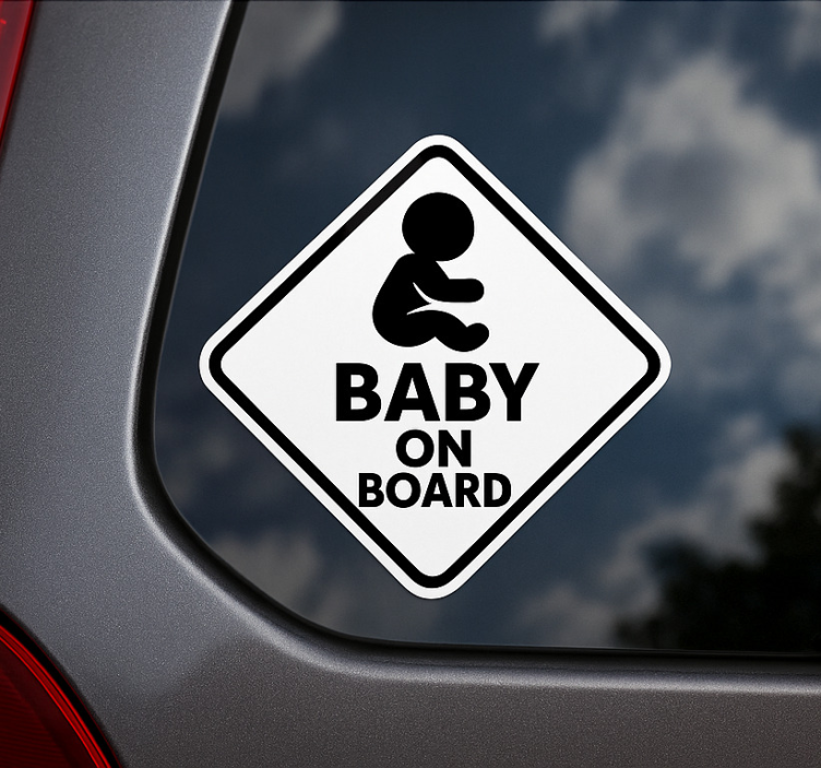 Black and white design Baby on board sticker - TenStickers