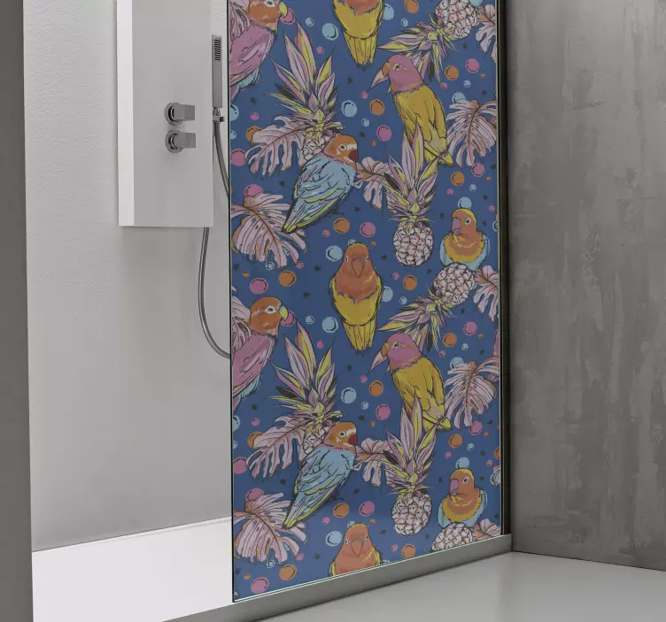 Vibrant Avian Motifs shower screen sticker - TenStickers