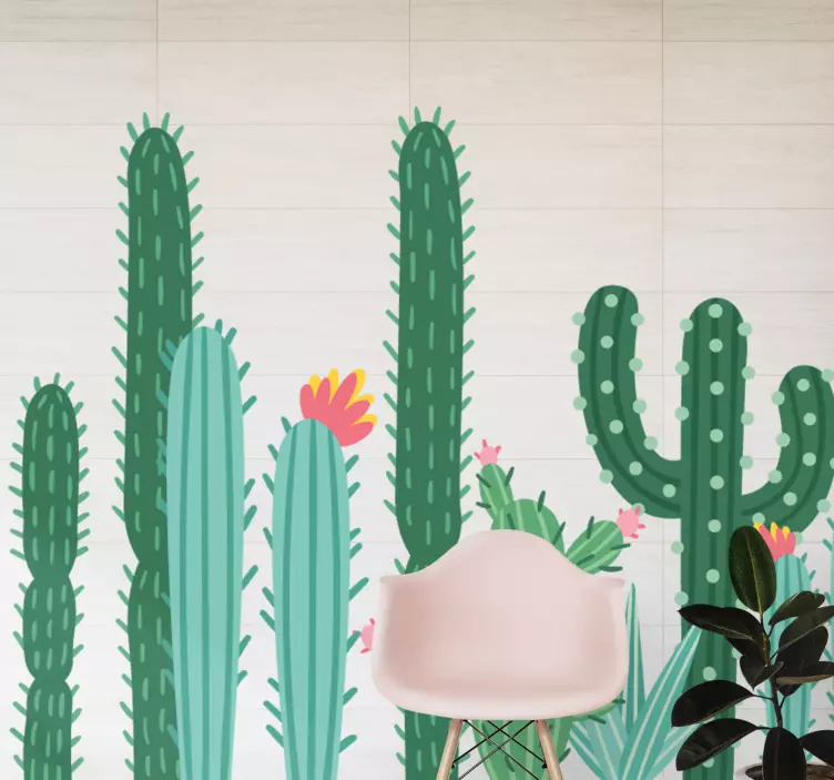 Vibrant cactus cluster plant sticker - TenStickers