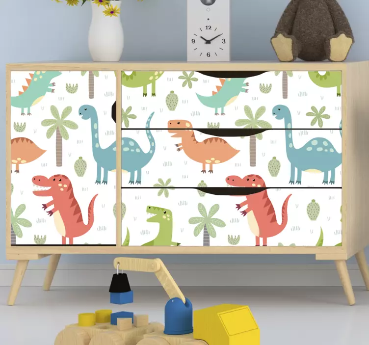 Vibrant dinosaur motifs dinosaur wall sticker - TenStickers
