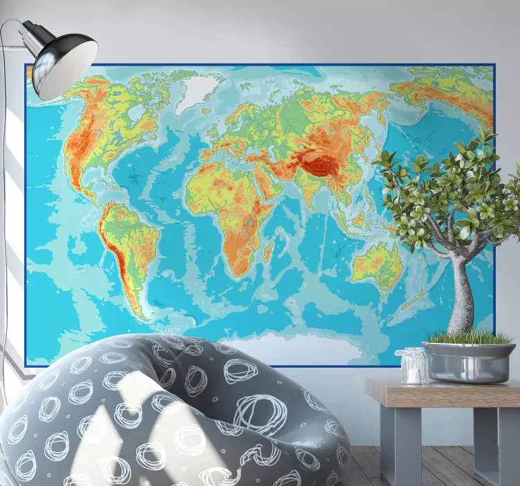 Vibrant Global Map location sticker - TenStickers