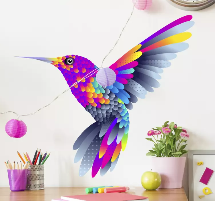 Vibrant Hummingbird Art bird sticker - TenStickers