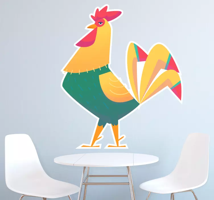 Vibrant Rooster Sculpture farm animal sticker - TenStickers