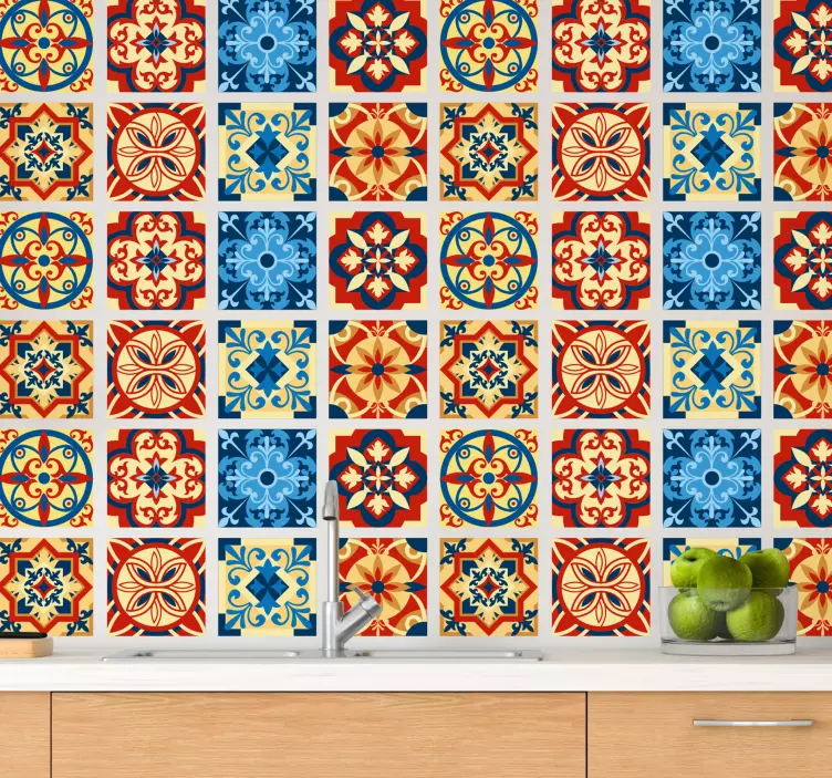 Vibrant tile arrangements decoration wall sticker - TenStickers