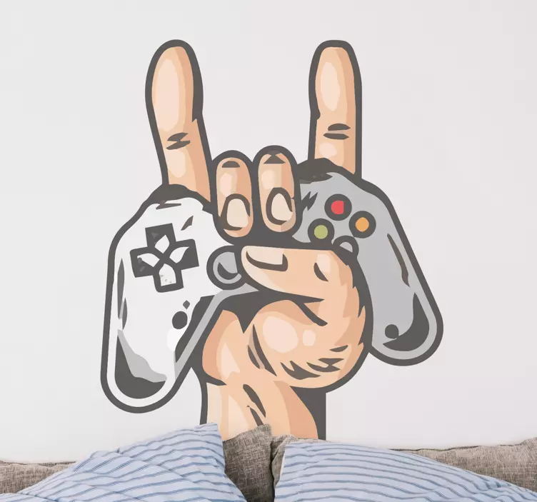 Video game sticker rock sign gesture - TenStickers