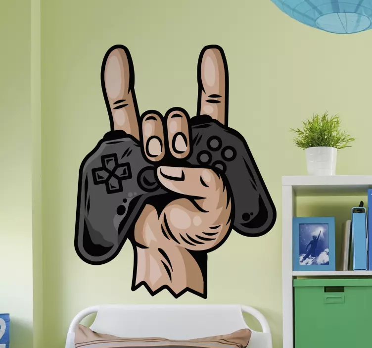 Video game sticker stone hand gesture - TenStickers
