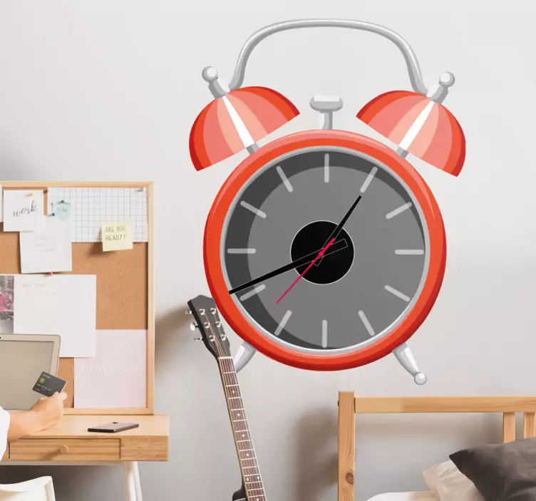 Vintage red alarm clock wall sticker - TenStickers