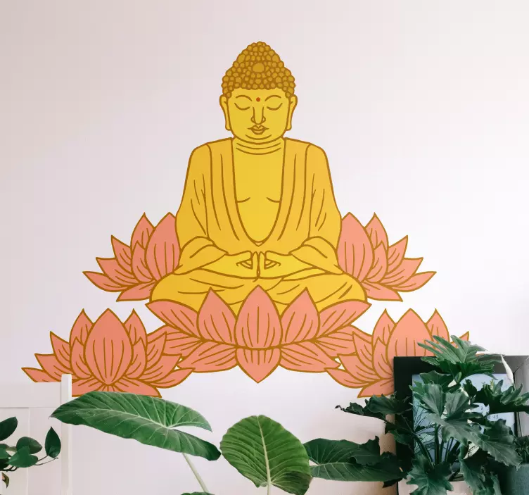 Wall decal lotus buddha design - TenStickers