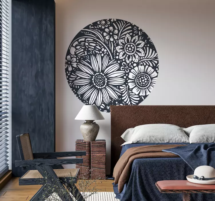 Wall sticker floral pattern circle - TenStickers