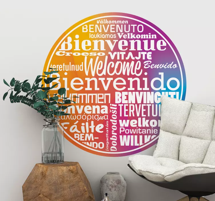 Welcome languages home text wall sticker - TenStickers