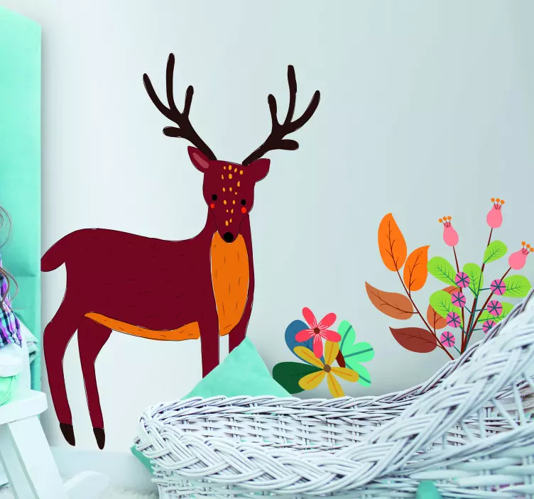 Whimsical Deer Illustration animal wall sticker - TenStickers