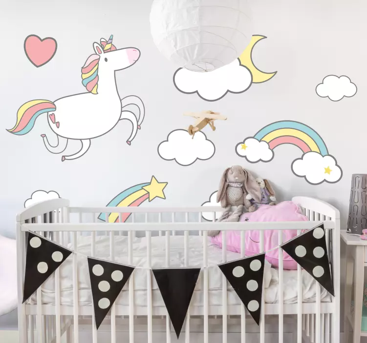 Nursery wall sticker whimsical unicorn design - TenStickers