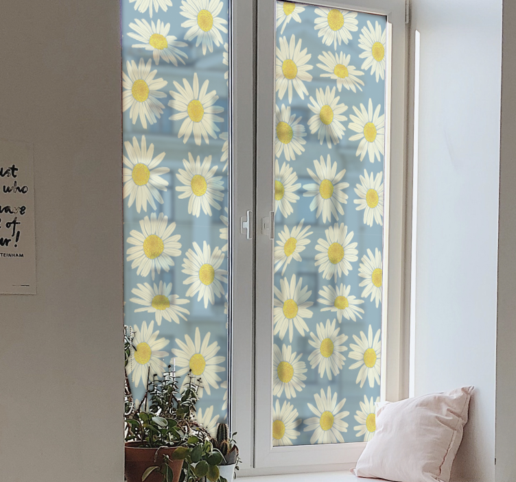 White and yellow daisies privacy film for window - TenStickers