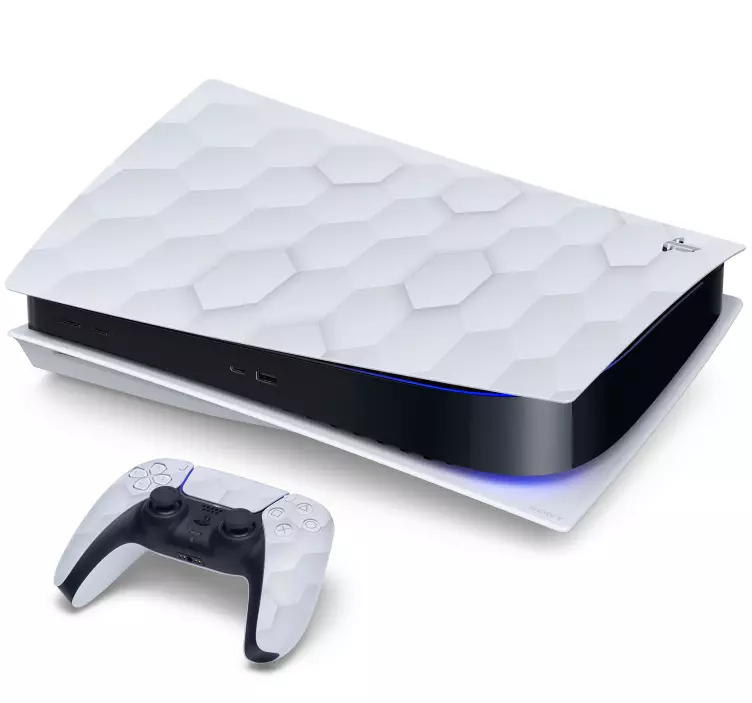 White hexagons PS5 sticker - TenStickers