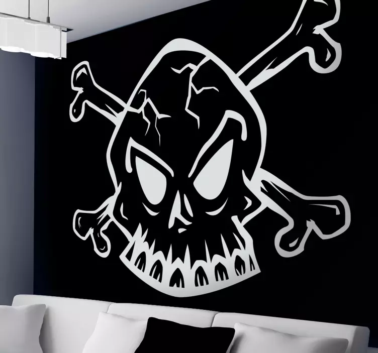 White Outline of Skull Sticker - TenStickers