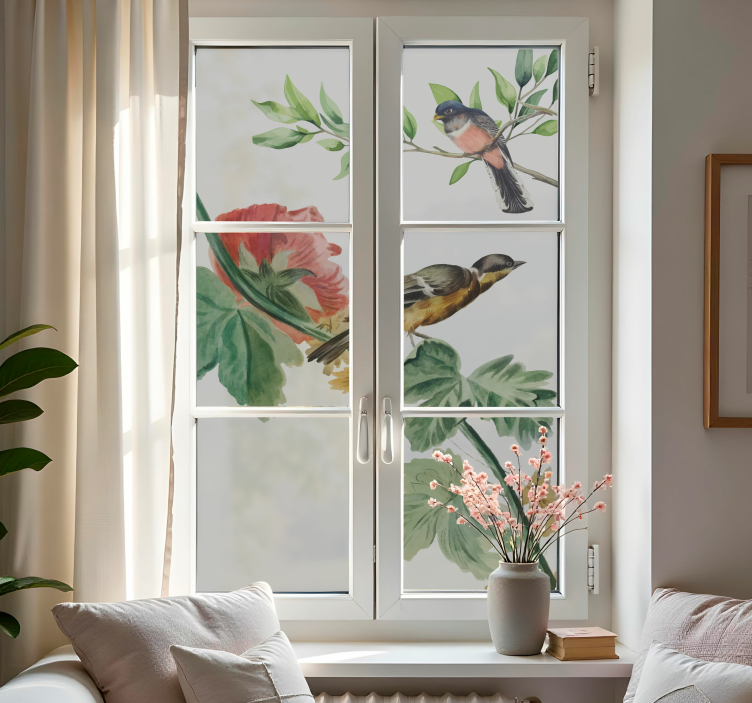 Window sticker birds and branches design - TenStickers