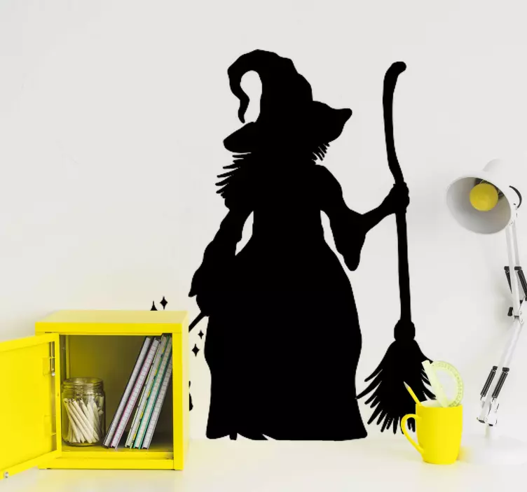 Witch with Broom circus sticker - TenStickers