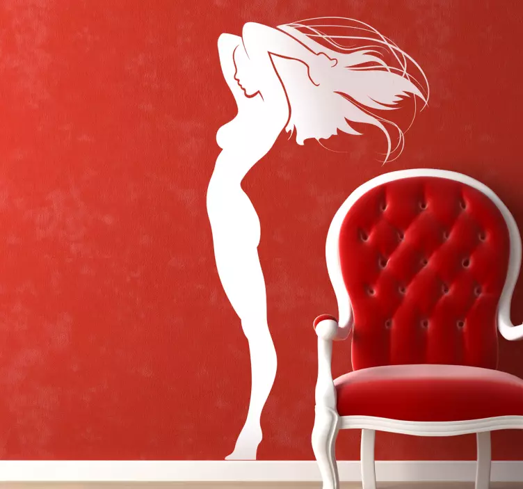 Woman Long Hair Wall Sticker - TenStickers