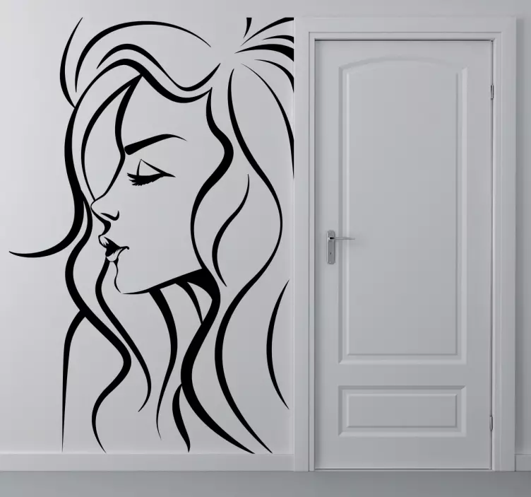 Woman's Face Outline Sticker - TenStickers