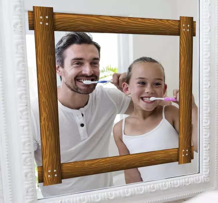 wooden mirror frame  sticker - TenStickers