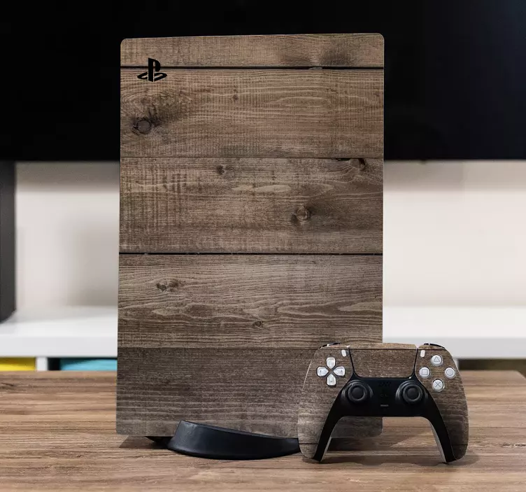 Wooden panels PS5 sticker - TenStickers