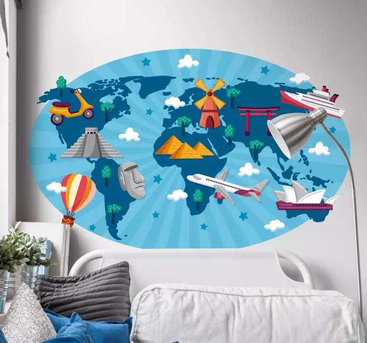 World Map Elements location sticker - TenStickers