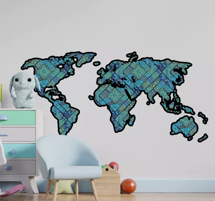 Worldwide Map Depiction location sticker - TenStickers