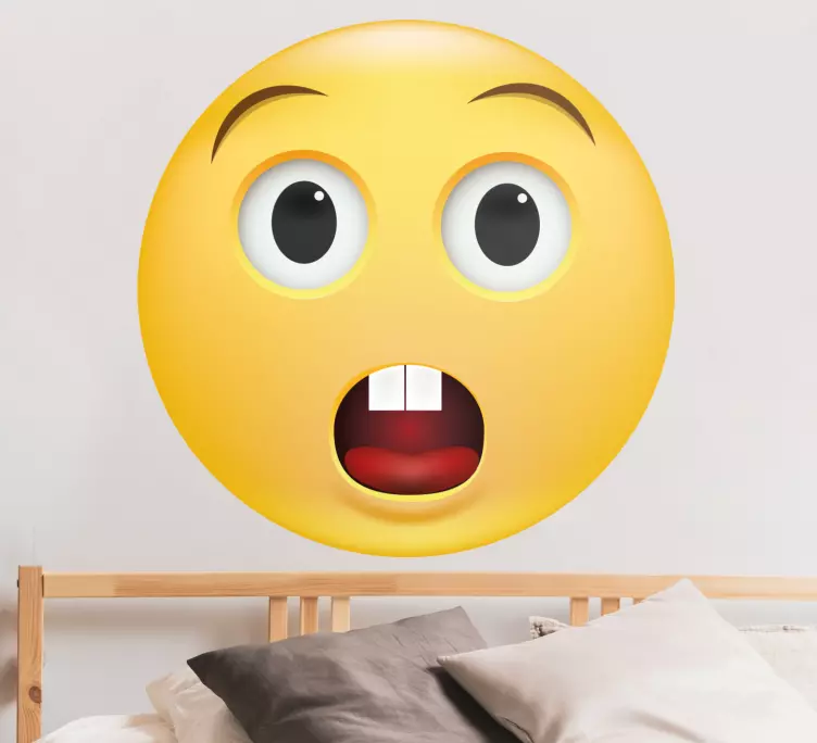 Yellow perplexed emoji wall sticker - TenStickers