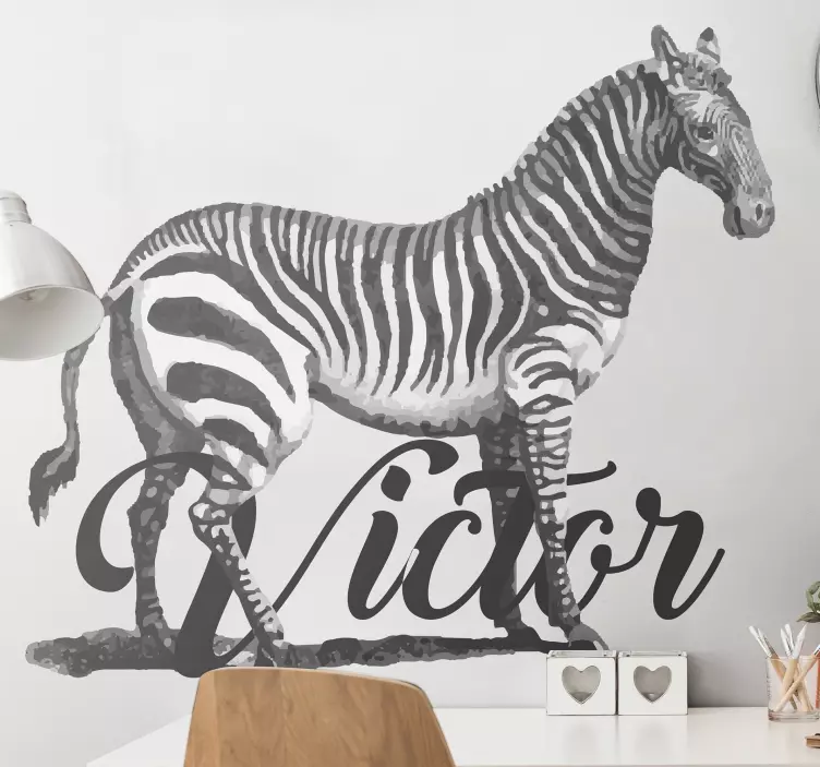 Zebra Custom Name animal wall sticker - TenStickers