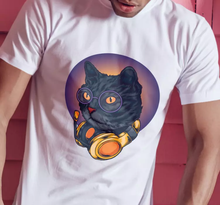 Cat cartoon with circle custom t-shirt - TenStickers
