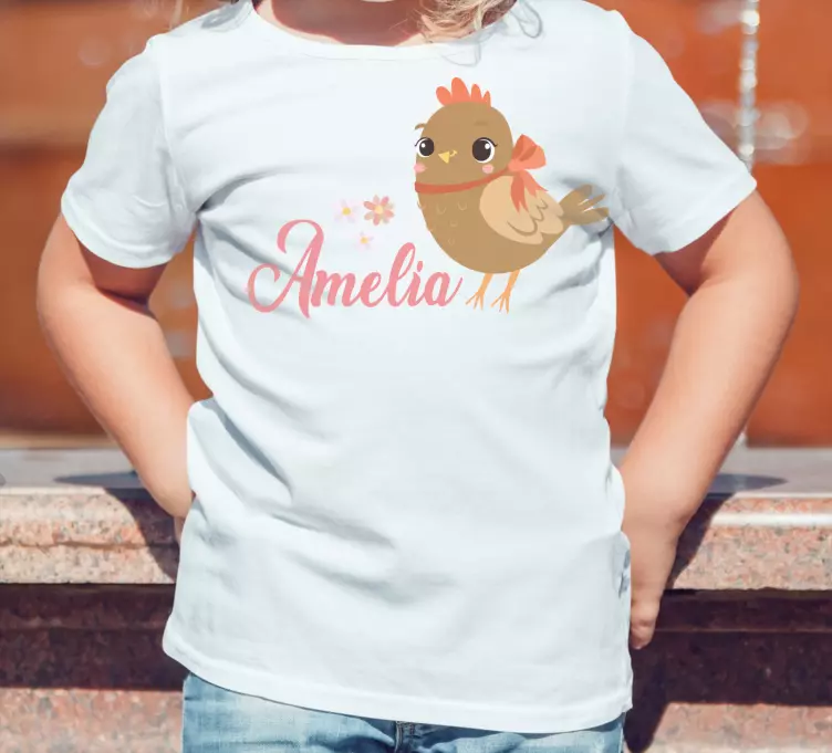 Chick with ribbon and name Kids t-shirt - TenStickers
