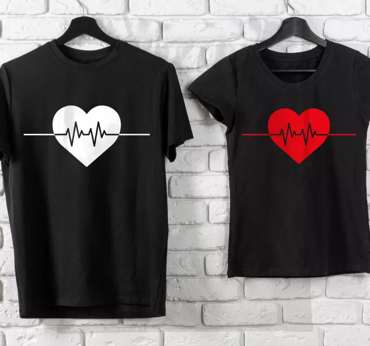 Matching heart rate couple t-shirt - TenStickers