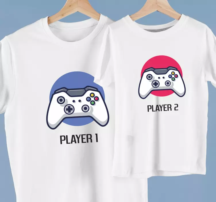 Joystick with player number Father son shirt - TenStickers