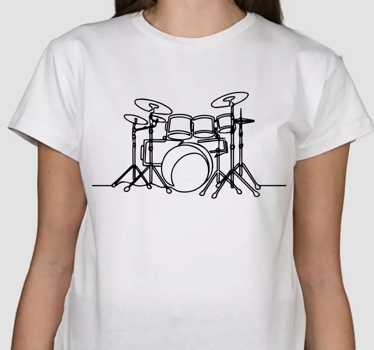 Line art drum elegant design custom t-shirt - TenStickers