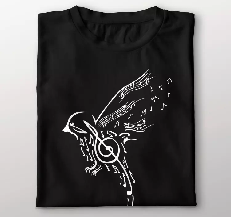 Musical notes birds custom t-shirt - TenStickers