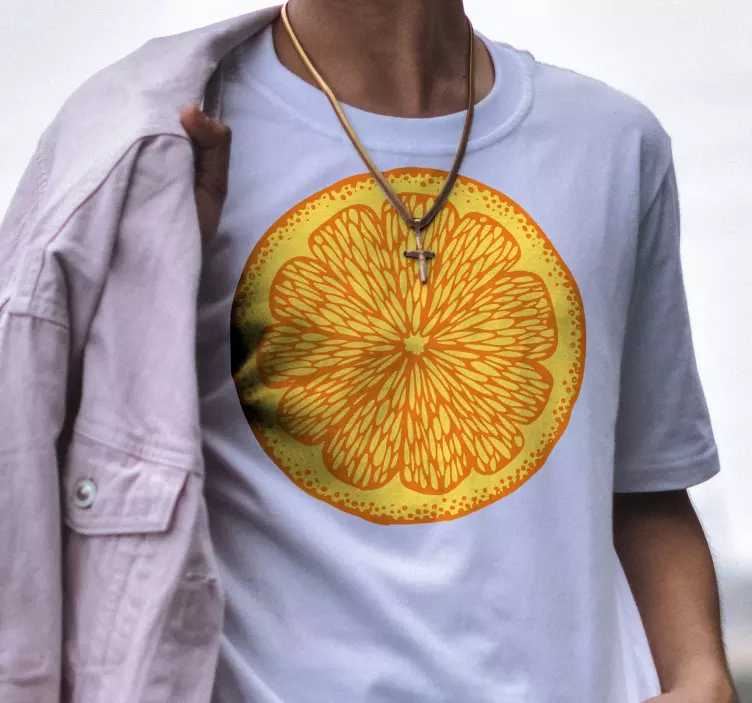 Orange hand draw circle shirt - TenStickers