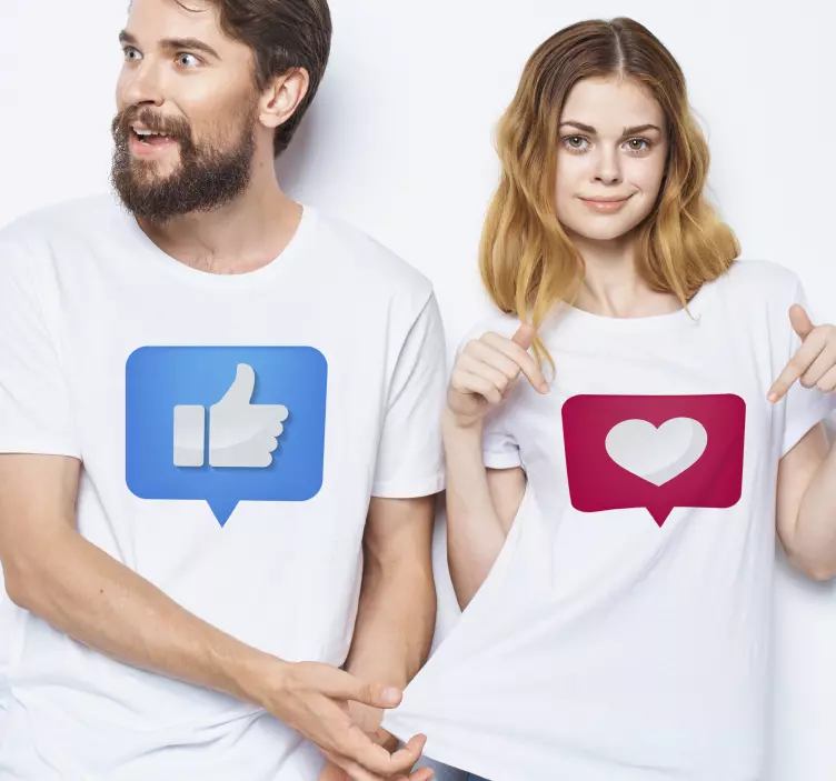 Thumbs up and Heart Couple t shirts - TenStickers