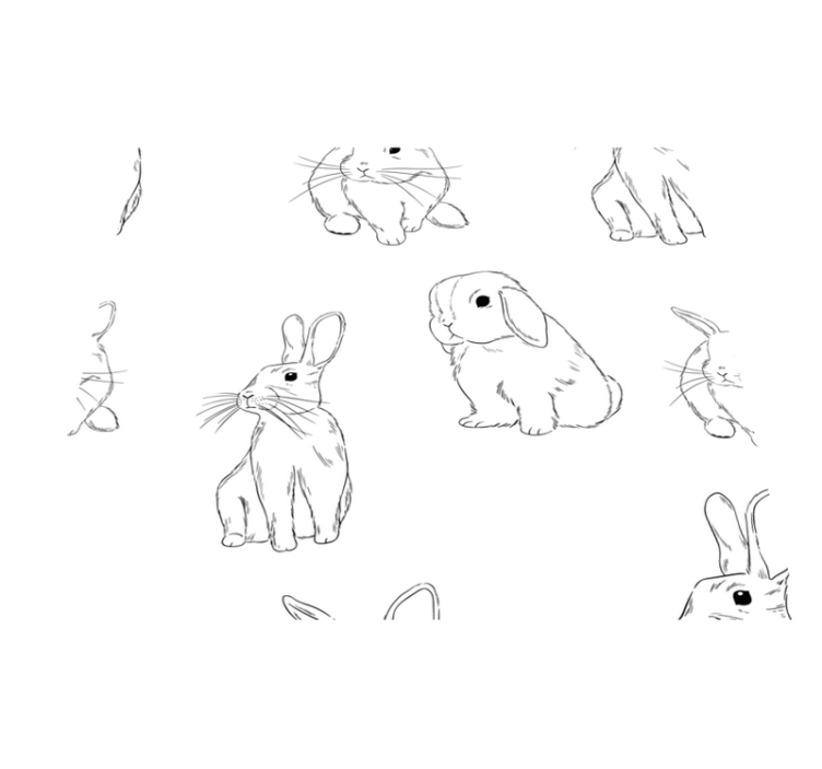 White bunnies white  vinyl rug - TenStickers
